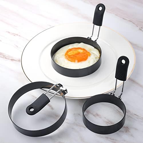 Eierringe, 8 Packungen Edelstahl-Pfannkuchenformen und Eierring-Set, antihaftbeschichtet, runde Eier