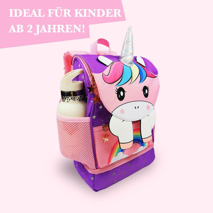 MIXIRL® Lässiger Kindergartenrucksack Mädchen &amp; Kleinkind Rucksack ab 2 Jahre hochwertiger Einhorn K
