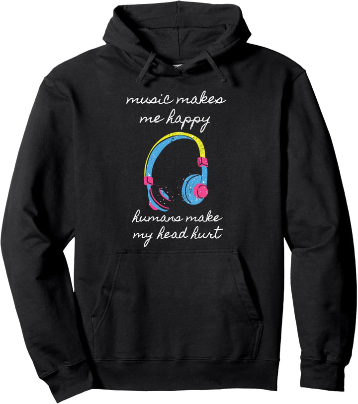 Musik macht mich glücklich Lustiger Musiker Musikalischer Pullover Hoodie