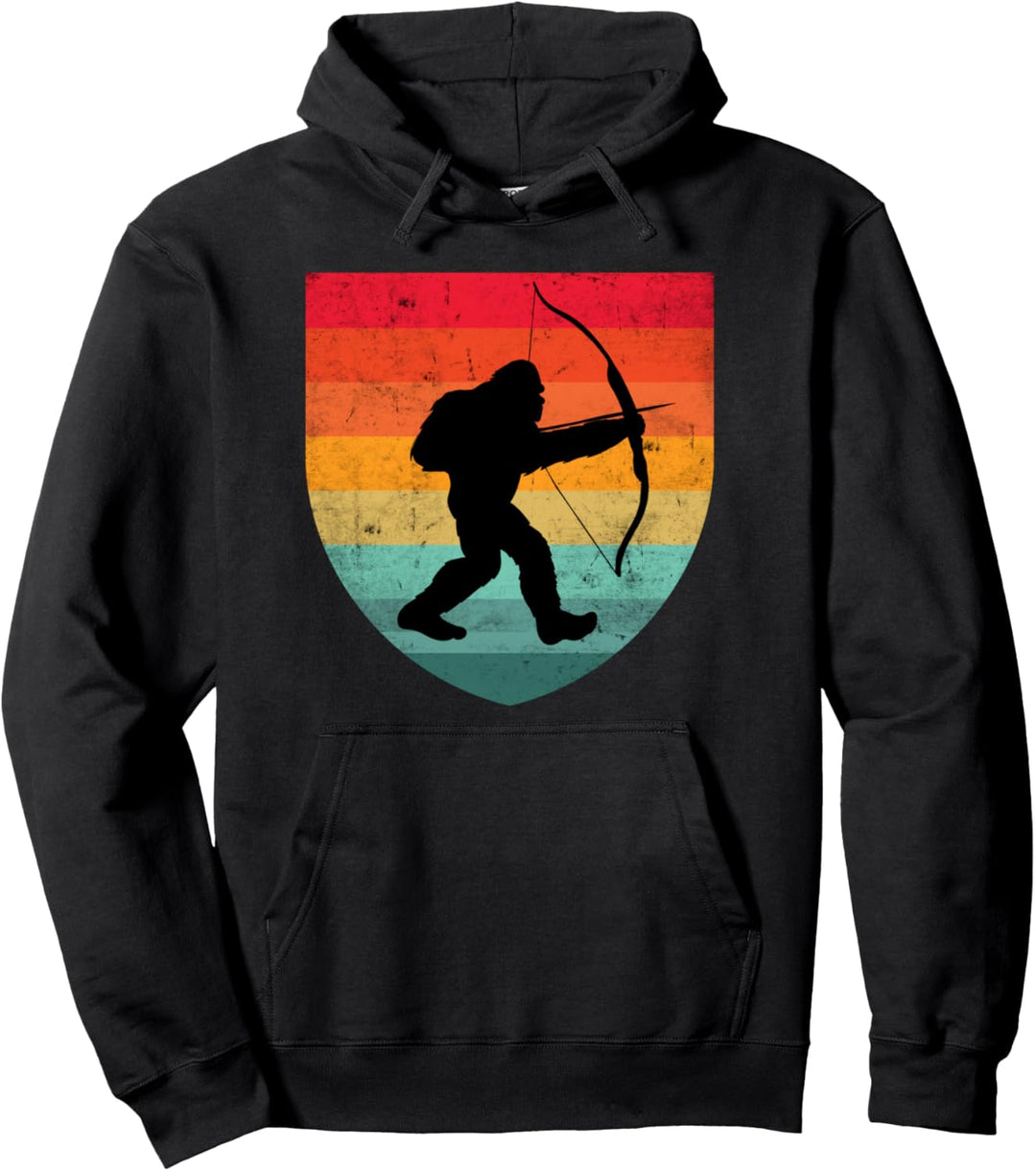 Traditioneller Bogenschiessen-Bogen-Sasquatch, Retro, Recurvebogen Pullover Hoodie