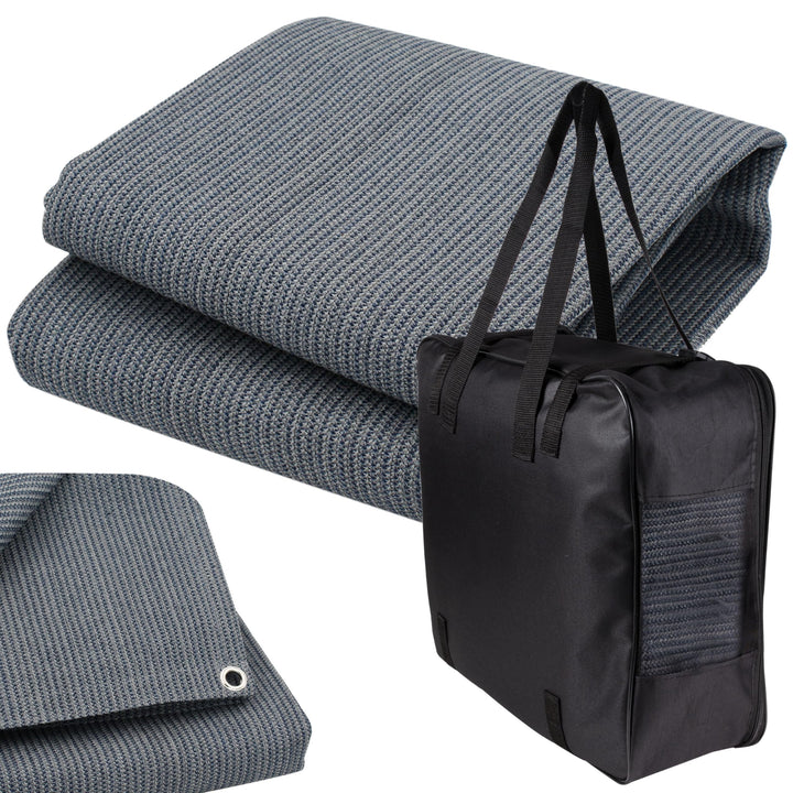Vorzeltteppich + 12 Heringe + Tasche - 300x400 GRAU-BLAU - Zeltteppich Zeltunterlage Outdoor Camping