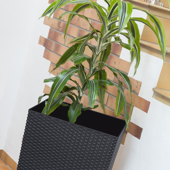 Pflanzgefäss L mit Innenverkleidung, Rattan, 75 cm hoch, anthrazit
