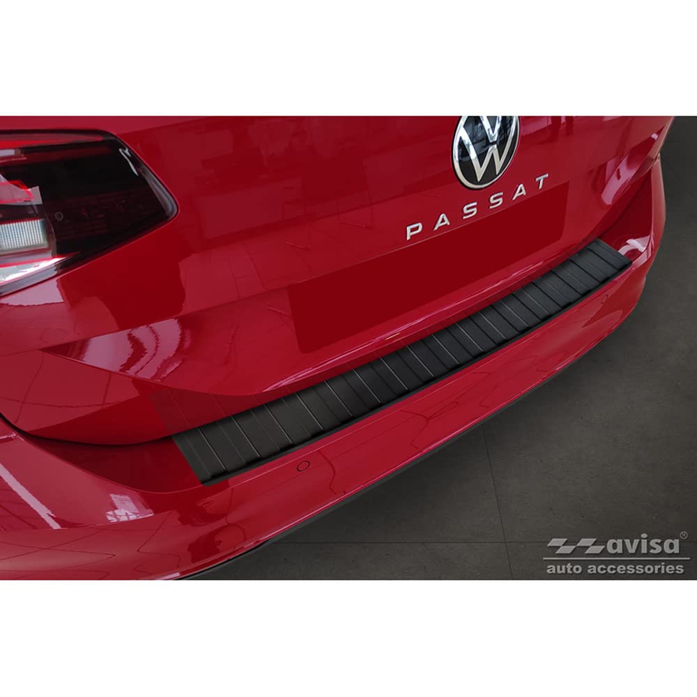 Avisa Matt-Schwarz Edelstahl Heckstossstangenschutz kompatibel mit Volkswagen Passat 3G Variant 2014