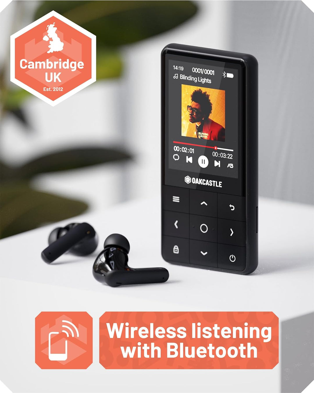 MP3-Player mit Bluetooth | MP3-Player mit 16 GB internem Speicher, erweiterbar auf 128 GB | Schnelll