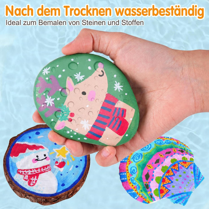 Efimeso 120 Farben Acrylstifte für Steine Wasserfest,Pinselmalstifte auf Wasserbasis Acrylic Paint M