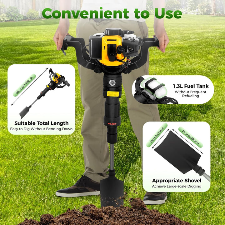 Grabenfräse Benzin 52CC 1900W Baumgraber Baumgrabmaschine Garten Baum Bagger Tragbarer Benzin Handge