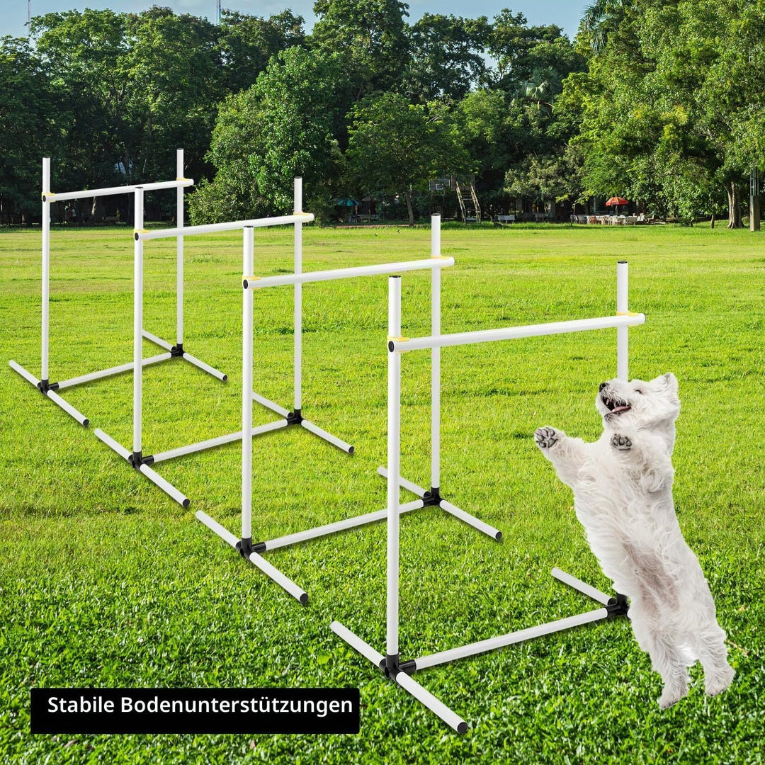 QWORK® 4 x Agility Hürdenset für Hundetraining, Höhenverstellbare Kunststoffhürden