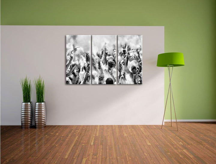 Pixxprint Farben Festival Holi Indien als Leinwandbild/Grösse: 3 Teilig (120x80 cm) cm/Wandbild/Kuns