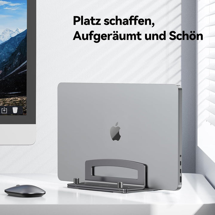 TECKNET Vertikaler Laptop Ständer aus Aluminium, Verstellbarer Laptop-Ständer, durchbrochenes Design