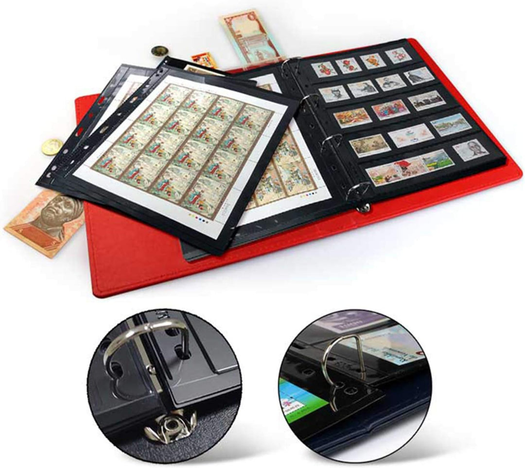 MUDOR Leere Premium PU Classic Binder 4 Ring Binder Alben Einsteckbuch für Briefmarken, Dokumente, M