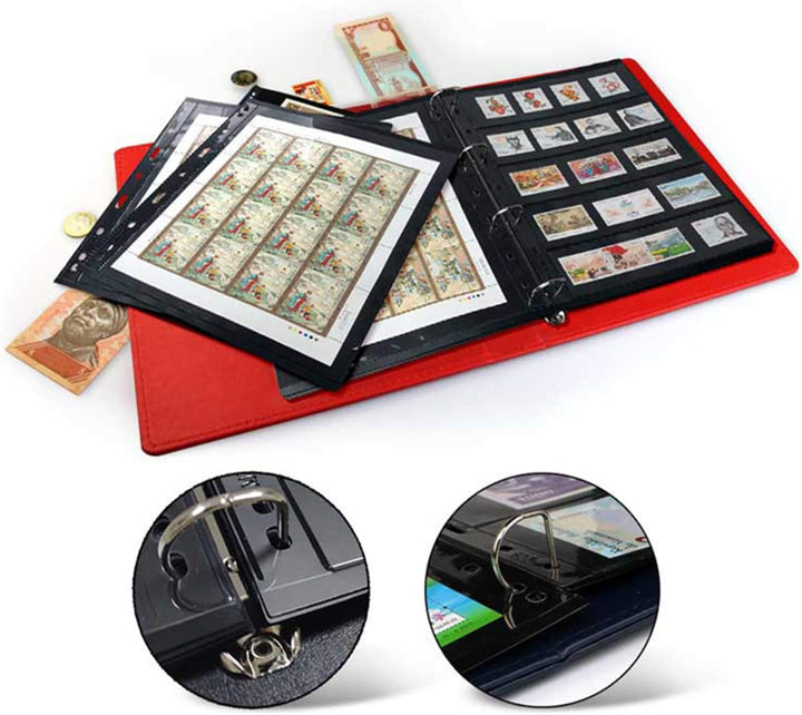 MUDOR Leere Premium PU Classic Binder 4 Ring Binder Alben Einsteckbuch für Briefmarken, Dokumente, M