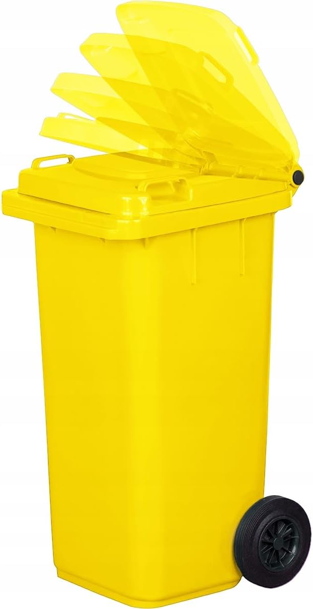 Mülltonne 120 L Gelb | Pfand-Sammelbehälter mit Rädern für Plastikflaschen | Gelbe Tonne für Plastik