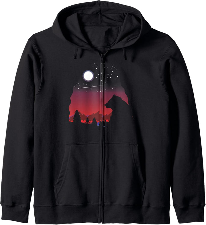 Grizzlybären in der Nacht Kapuzenjacke