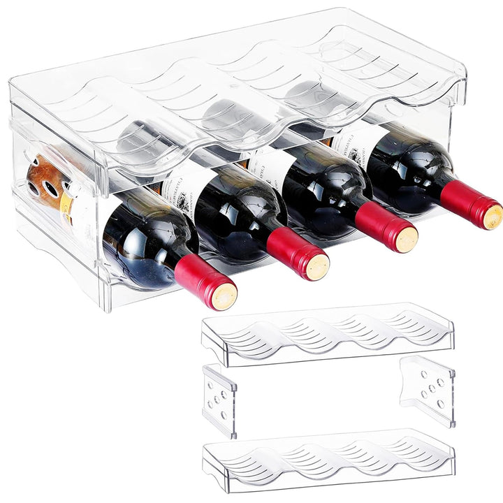 Flaschen Organizer, 2er Set Fasst 8 Behälter, Stapelbarer Flaschenhalter, Flaschenablage, Flaschen O