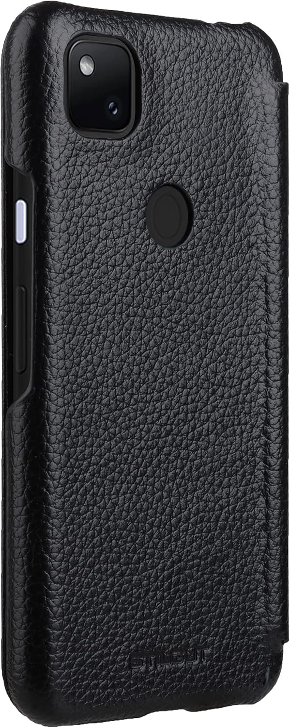 STILGUT Book Case kompatibel mit Google Pixel 4a 4G Hülle aus Leder zum Klappen, Klapphülle, Handyhü
