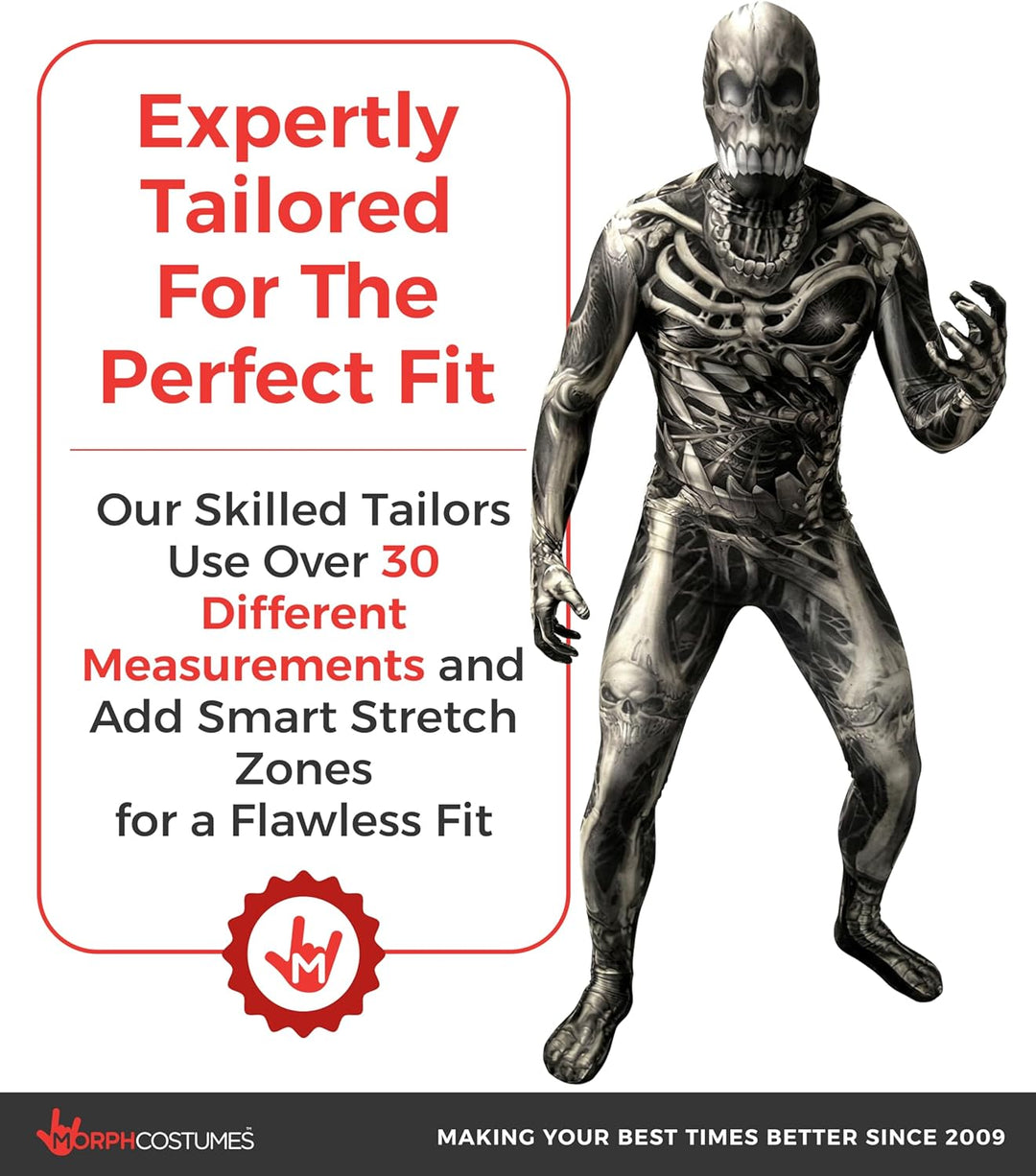 Morphsuits Halloween Kostüm Herren Skelett Jumpsuit, Skelett Jumpsuit Herren, Skelett Overall Herren