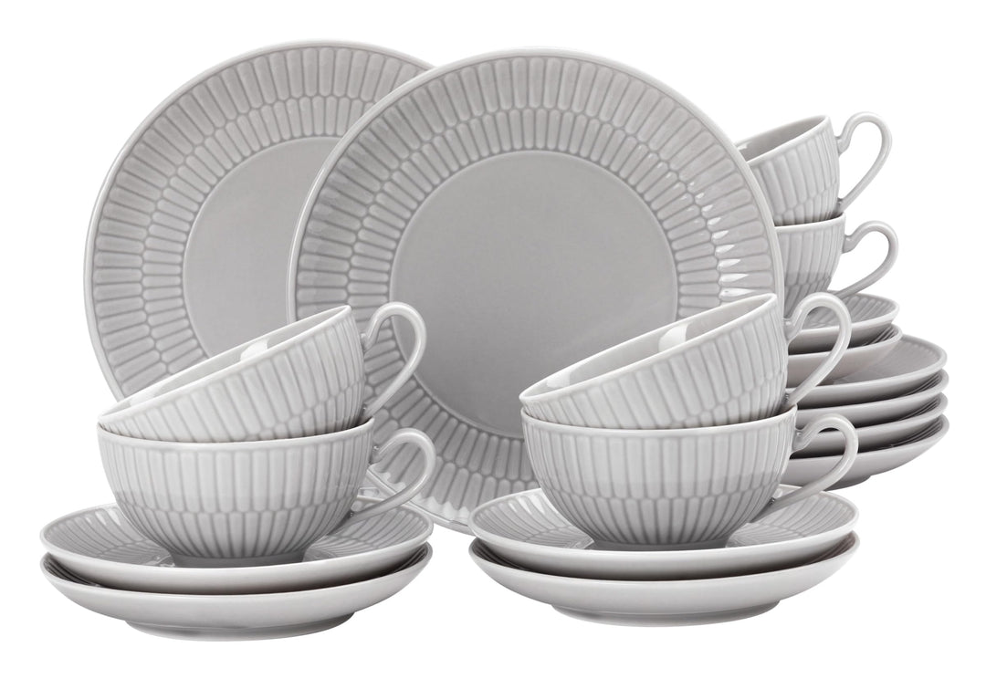 Seltmann Weiden, Amina, Teeservice 18-teilig klein, warmgrey, Grau Silbergrau 18-teilig (1er Pack),
