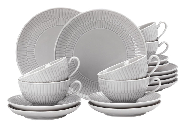 Seltmann Weiden, Amina, Teeservice 18-teilig klein, warmgrey, Grau Silbergrau 18-teilig (1er Pack),