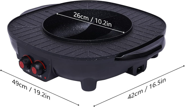 2-in-1-Grill-Hotpot, Multifunktionaler elektrischer Hotpot, Elektrischer Grill mit Grossem Fassungsv