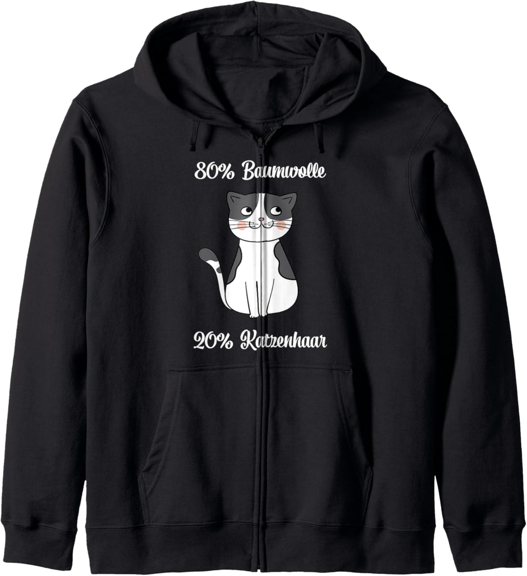 80% Baumwolle 20% Katzenhaar - Spuren - Cat - Katzen Kapuzenjacke
