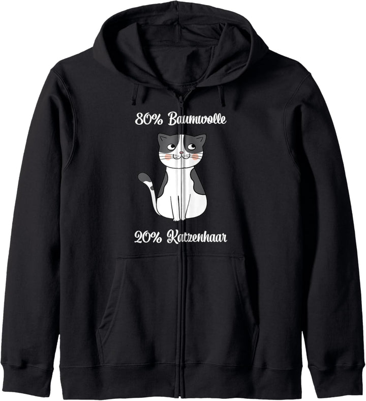 80% Baumwolle 20% Katzenhaar - Spuren - Cat - Katzen Kapuzenjacke
