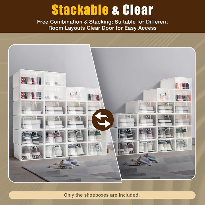 Schuhboxen Stapelbar Transparent,Schuhregal Stapelbaren,Schuhboxen Schuhschrank,Regalsystem aus Kuns