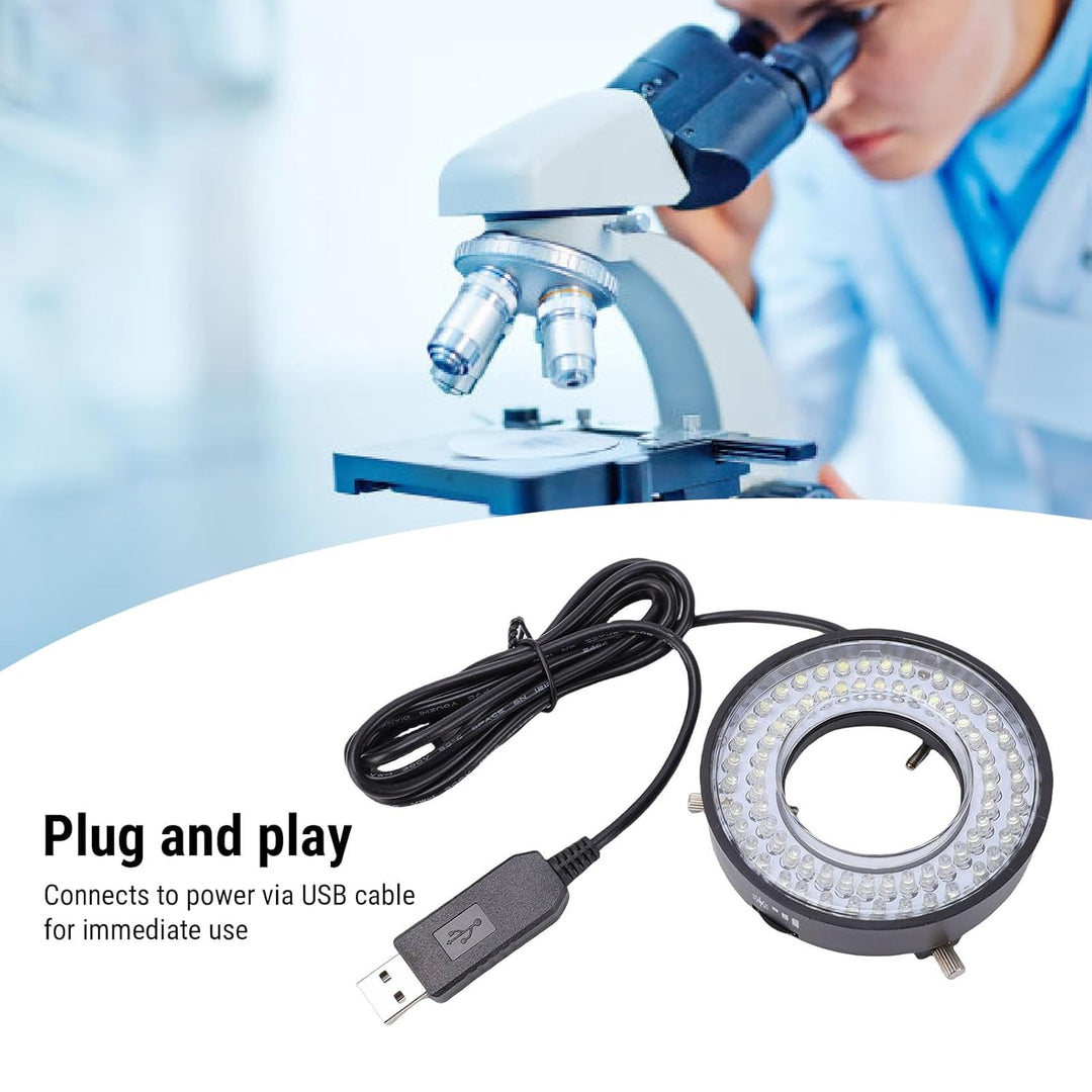 Denash Mikroskop-LED-Ringlicht, 72 LED-Lichtquelle mit Einstellbarer Helligkeit und Helligkeitsregel