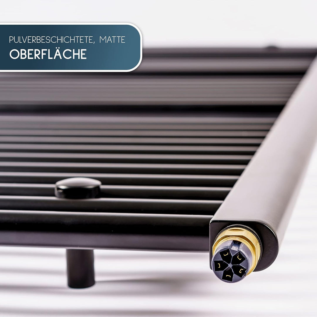 anapont elektrischer Badheizkörper 1775hx600b - schwarz - mit Timer-Funktion - Handtuchheizkörper -