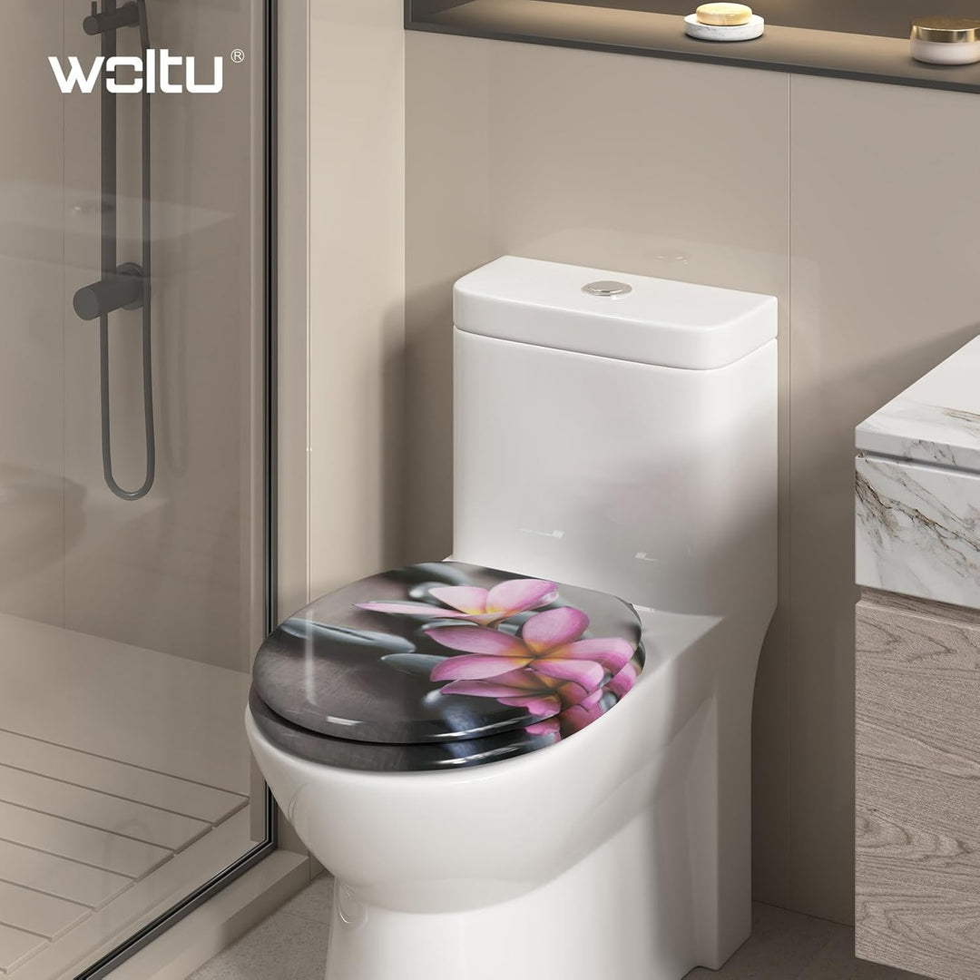 WOLTU #2 Premium WC-Sitz Toilettensitz mit Absenkautomatik, MDF Holzkern, Softclose Scharnier, Antib