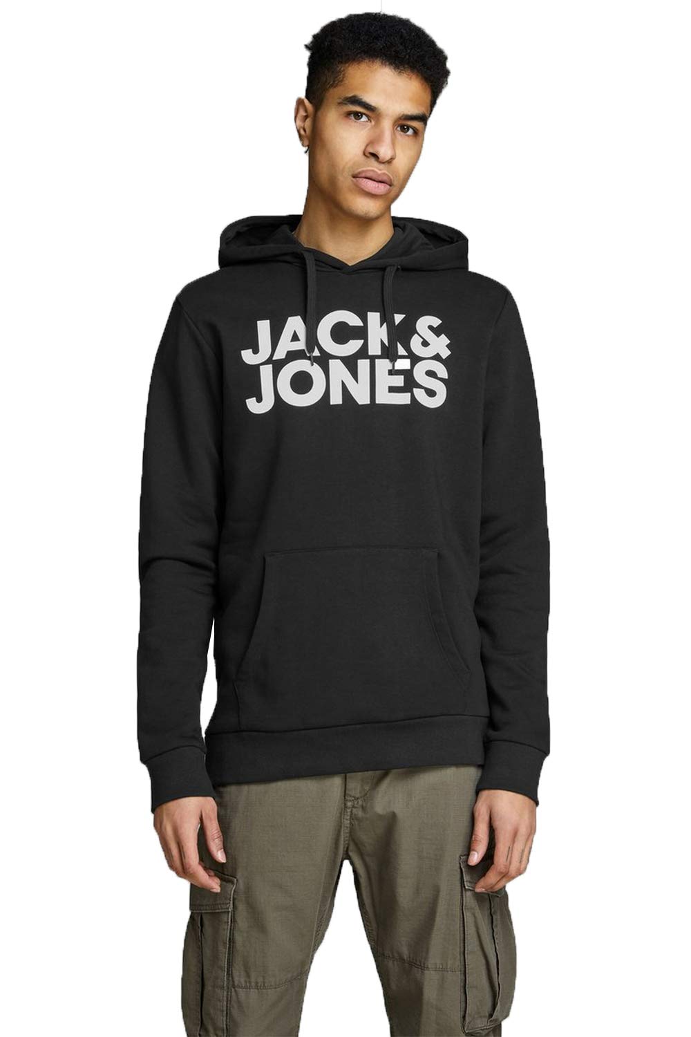 JACK &amp; JONES Male Kapuzenpullover Logo Kapuzenpullover XXL - Black, XXL - Black