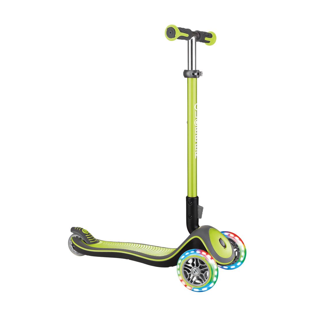 GLOBBER Elite Deluxe Lights – Tretroller Kinder, 120/80 mm, ABEC 5, 3-rädrig, höhenverstellbar, LED-