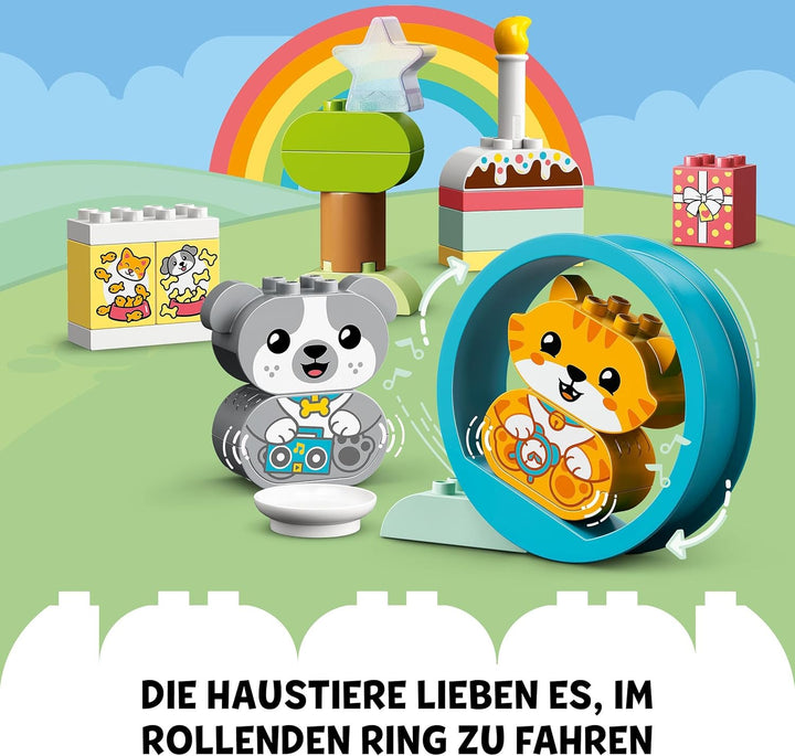 LEGO 10977 DUPLO Mein erstes Hündchen &amp; Kätzchen - mit Ton, Steine für Kleinkinder von 1,5-3 Jahre,