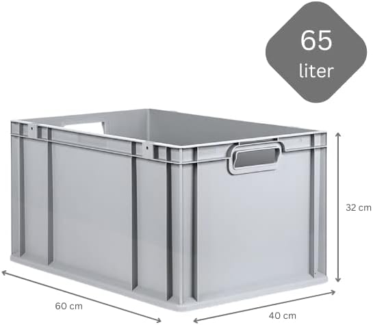 PROREGAL SparSet 5x Eurobox NextGen Grip | HxBxT 32x40x60cm | 65 Liter | Griffe offen | Verstärkter