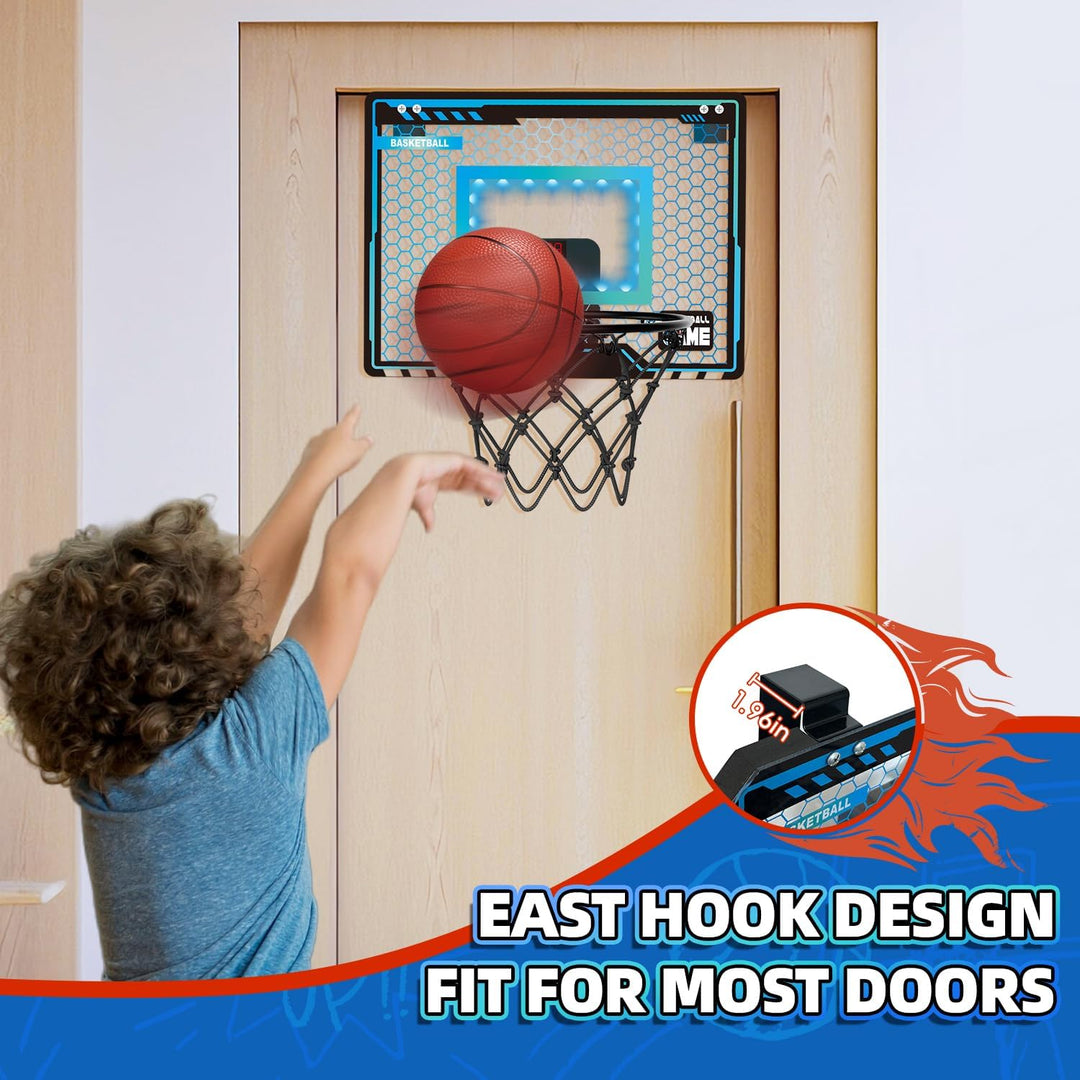 Basketballkorb Indoor Kinder, Led-Licht Mini Basketballkorb fürs Zimmer Mit 3 Bällen &amp; Elektronische