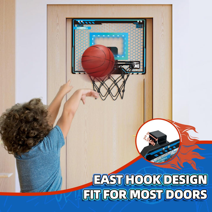 Basketballkorb Indoor Kinder, Led-Licht Mini Basketballkorb fürs Zimmer Mit 3 Bällen &amp; Elektronische