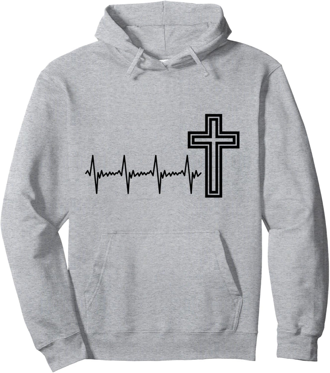 Jesus Herzschlag Kreuz Christlich Kirche God Believe Pullover Hoodie