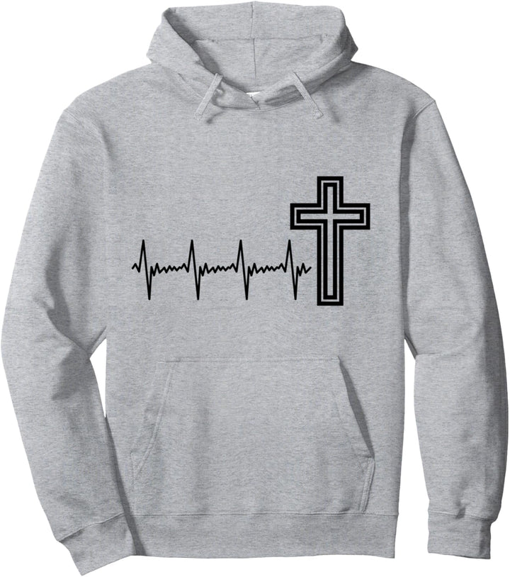 Jesus Herzschlag Kreuz Christlich Kirche God Believe Pullover Hoodie