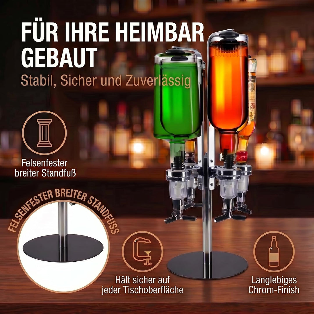 GOODS+GADGETS Bar-Butler für Spirituosen Flaschenhalterung für Getränke 4cl Dosierer Getränkespender