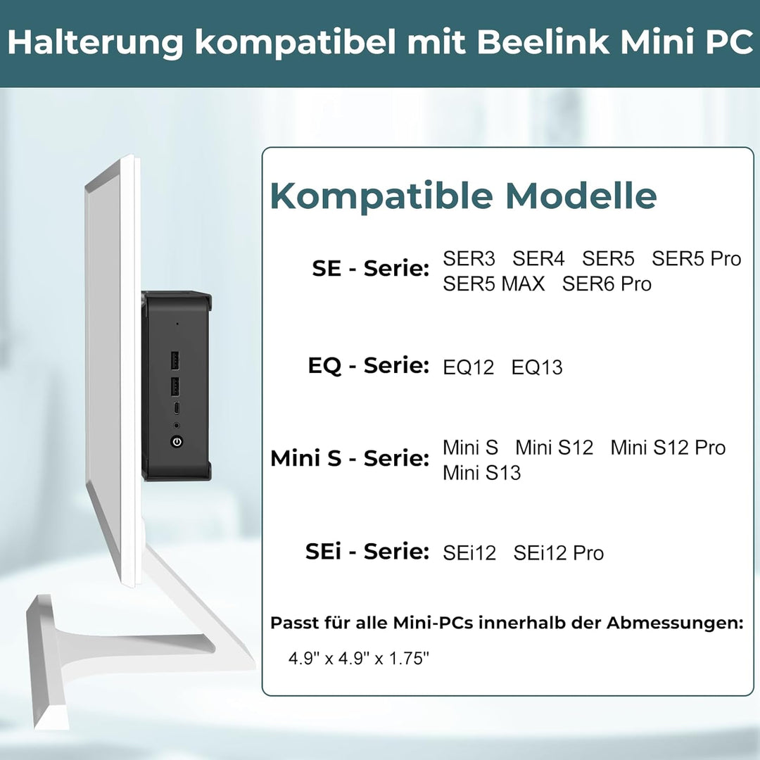 Halterung für Beelink Mini PC Halterung VESA/Wand/Unter Schreibtisch Halterung für SER5/SER5 Pro/SER