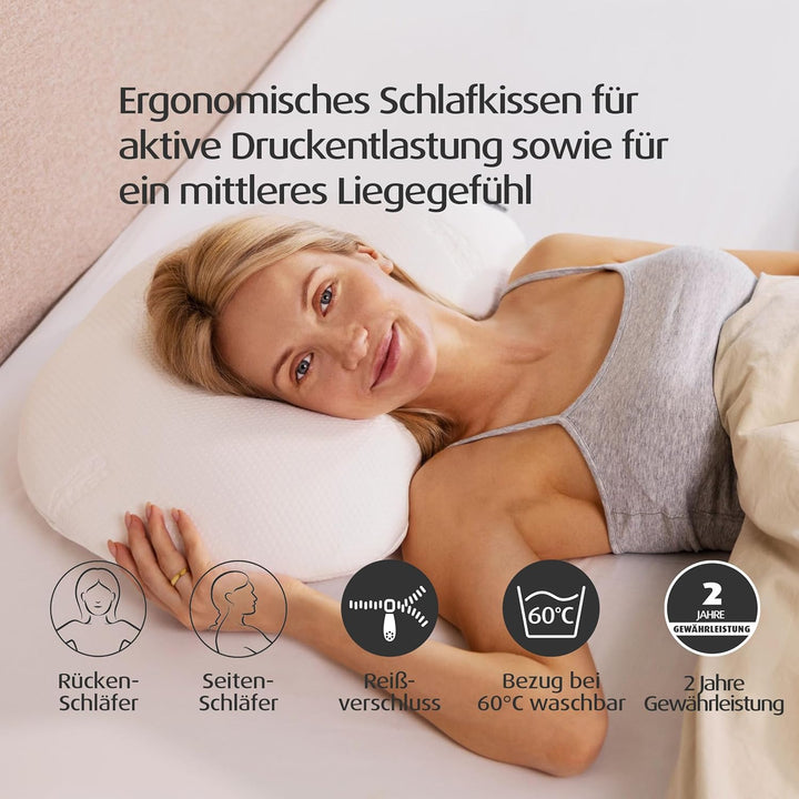 TEMPUR Sonata Kopfkissen Memory Foam, ergonomisches Nackenstützkissen für Rücken- und Seitenschläfer