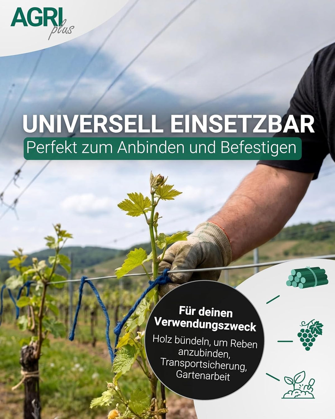 AGRIplus Pressengarn I 2 Stück à 10 kg I 500 m/kg I Hochwertiges PP-Garn I Robust, witterungsbeständ