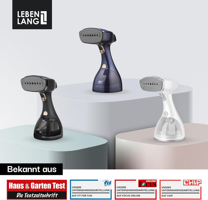 LEBENLANG Steamer Dampfglätter 1500W & 25g/min LCD - 300ml Dampfbürste mit Bügelhandschuh - Dampf Gl