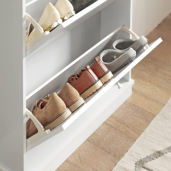 SoBuy Schuhschrank Schmal Schuhkipper Schmal mit 2 Klappen - für bis zu 10 Paar Schuhe, stabil und k