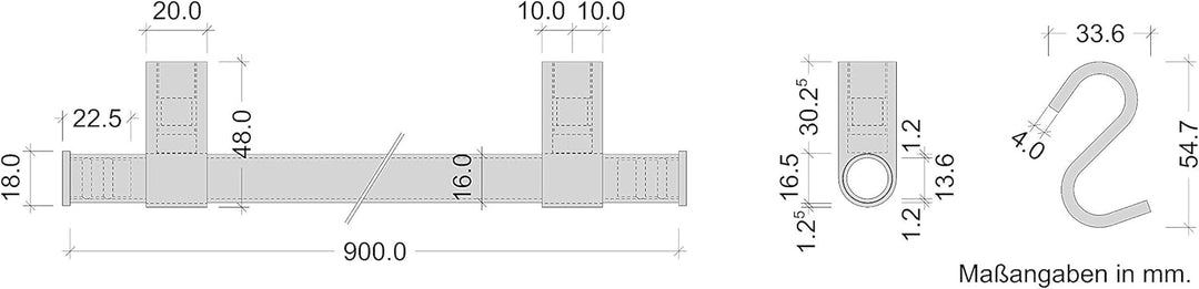 Gedotec Design Küchenreling Wand-Relingsystem Küche | Messing Bronze matt | Reling-Set Länge: 900 mm