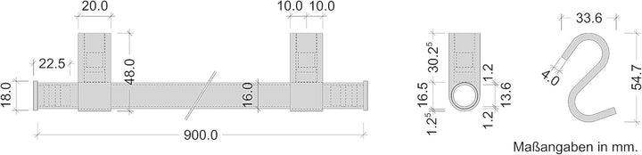 Gedotec Design Küchenreling Wand-Relingsystem Küche | Messing Bronze matt | Reling-Set Länge: 900 mm
