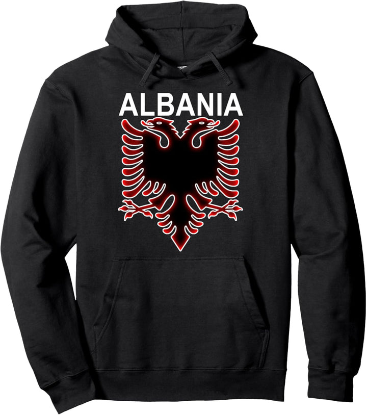 Albanian Eagle Black Coat of Arms Shqipëria Design Pullover Hoodie