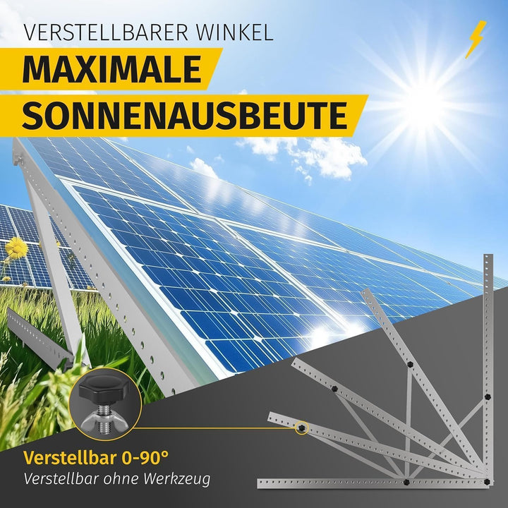 Balkonkraftwerk Halterung im 2er Set (bis 114cm) I Halterung für 2 Solarpanel-Module I Verstellbar v