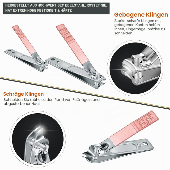 Leipple Maniküre Set Professionelles Nagelknipser Kit Pediküre Kit -18 stücke Pflegeset aus Edelstah
