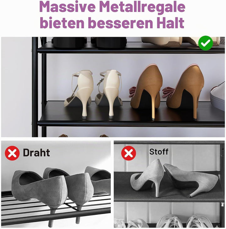 5-stufiges Schuhregal ohne Montage, Faltbarer Schuhregal-Organizer ohne Aufbau, tragbare Massive Met