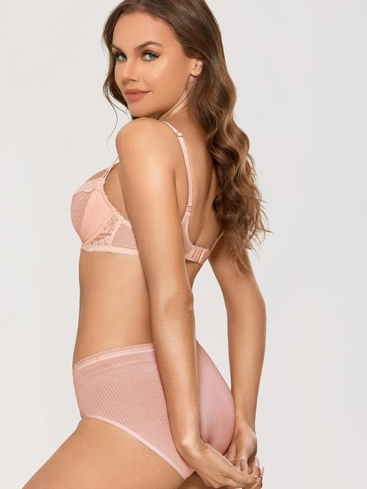 DOBREVA Balconette BH Damen mit Bügel Push Up Dirndl Spitze BHS Sexy Grosse Grössen Ungefüttert 75A
